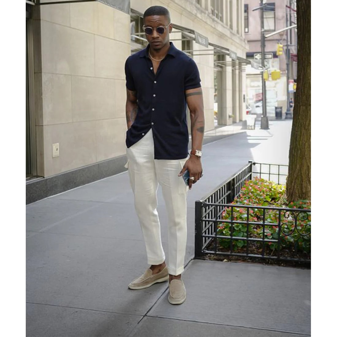 Men's Suede Slip-On Loafers with White Sole and Contrast Stitching - Image 6