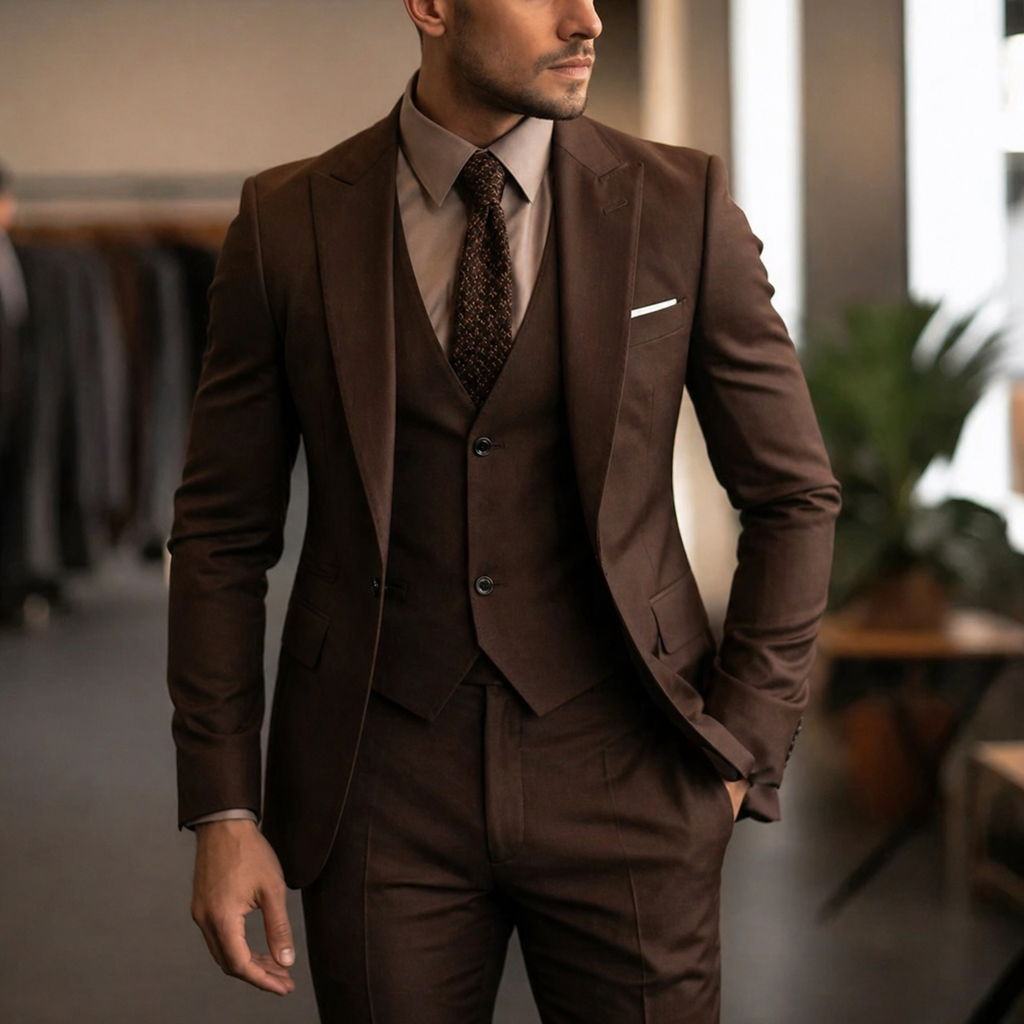 Men's Three Piece Suit Slim Fit with Single Breasted Jacket and Flat Front Trousers - Image 10