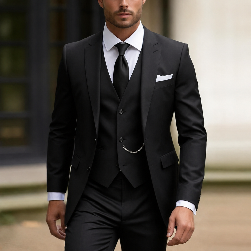 Men's Three Piece Suit Slim Fit with Single Breasted Jacket and Flat Front Trousers - Image 4