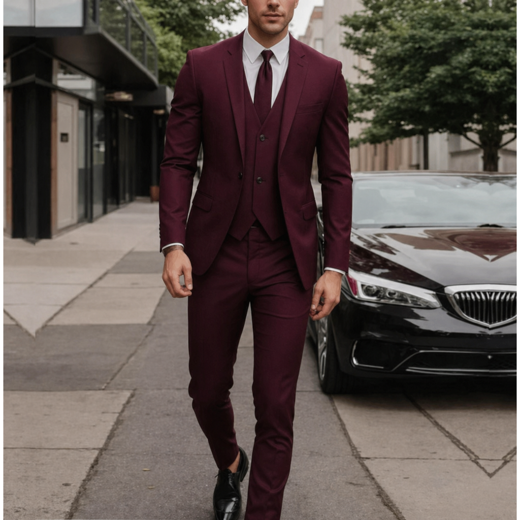 Men's Three Piece Suit Slim Fit with Single Breasted Jacket and Flat Front Trousers - Image 5