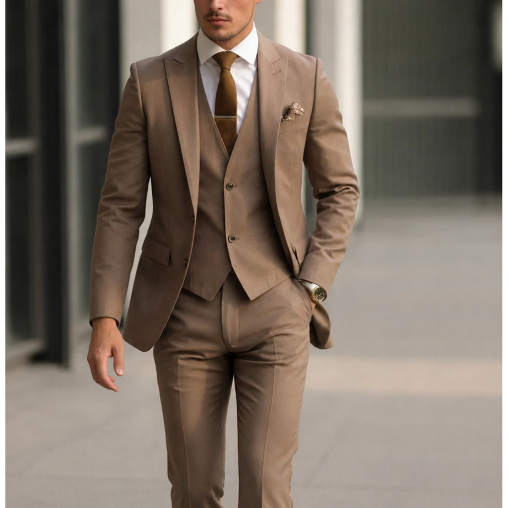 Men's Three Piece Suit with Slim Fit Single Breasted Blazer and Matching Vest - Image 2