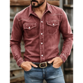 Men's Western Denim Shirt with Snap Button Chest Pockets and Slim Fit - Image 1