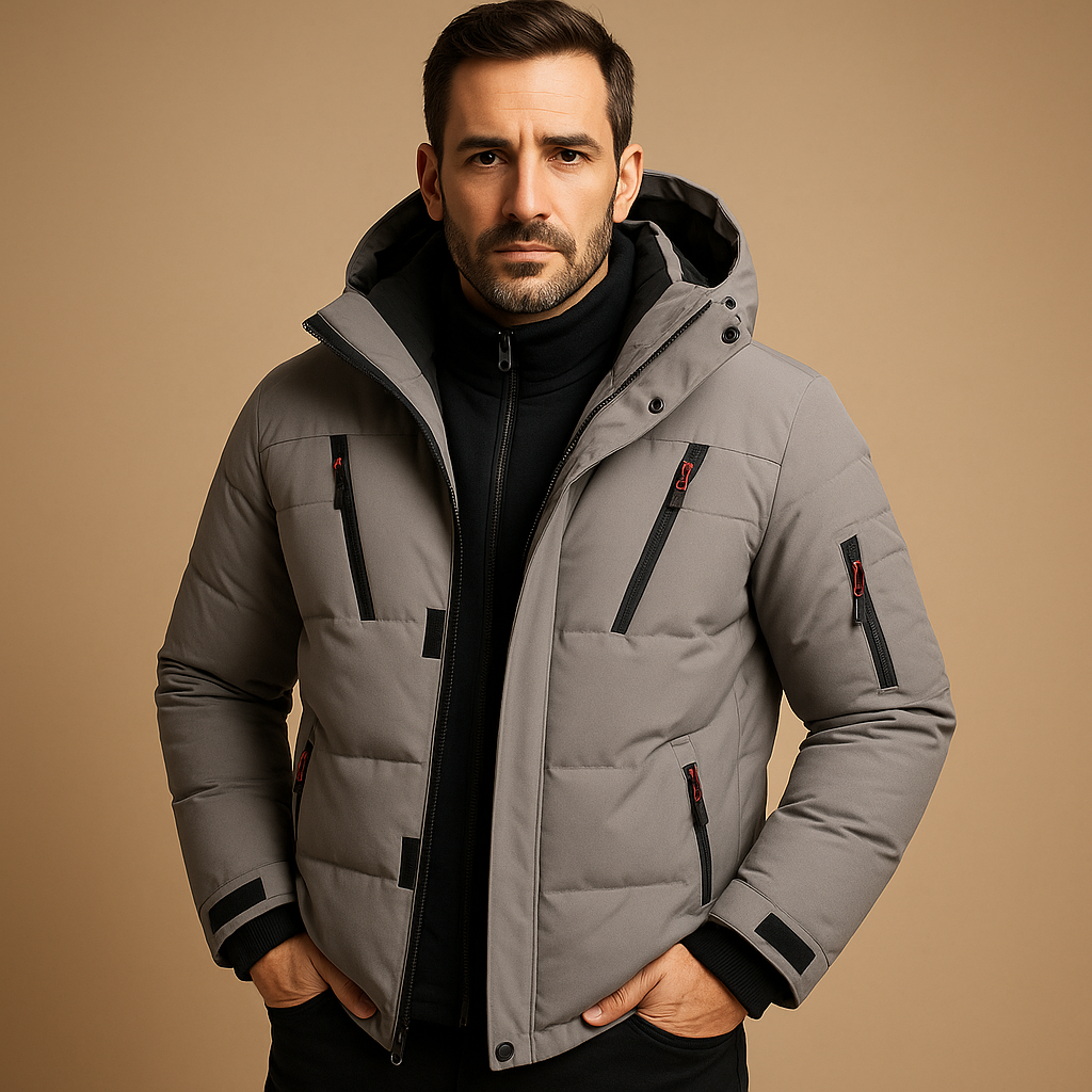 Men's Winter Jacket Puffer with Hooded Insulated Design and Zippered Pockets - Image 2