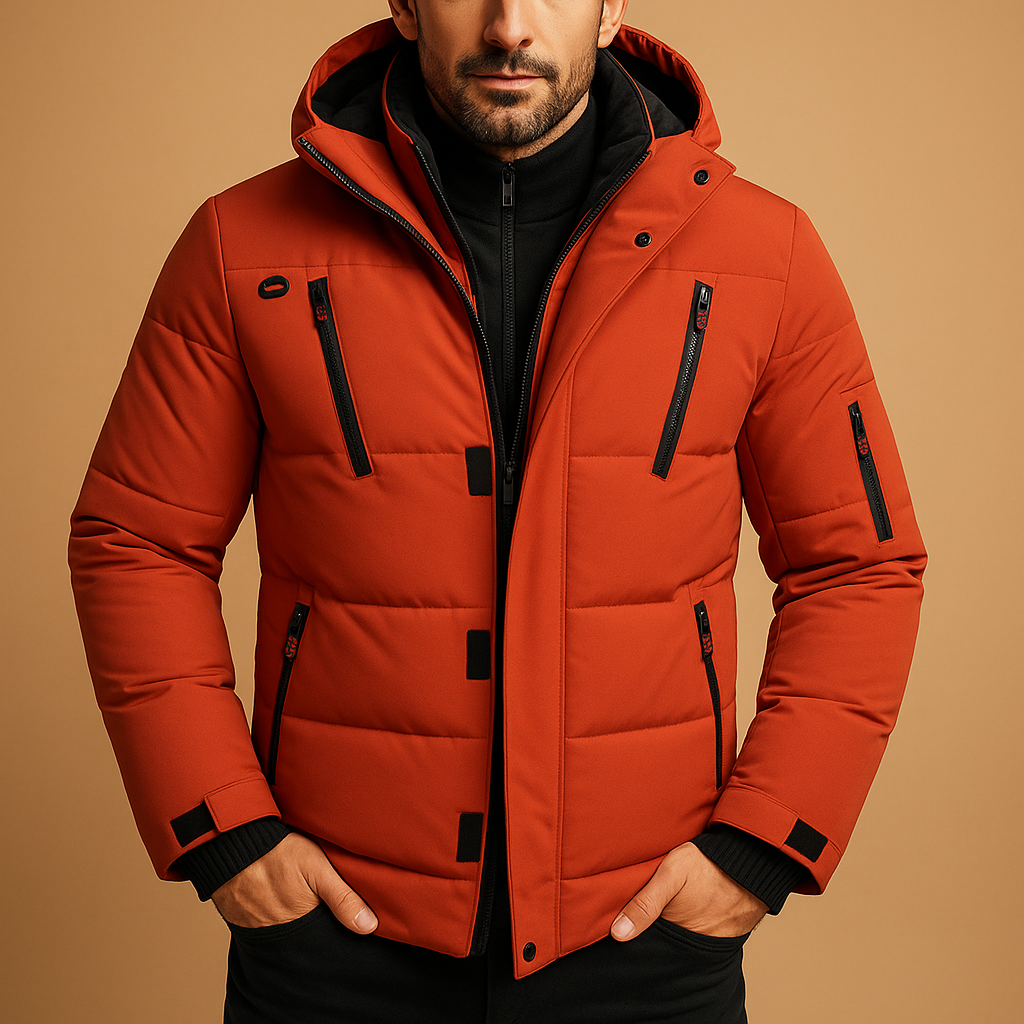 Men's Winter Jacket Puffer with Hooded Insulated Design and Zippered Pockets - Image 4