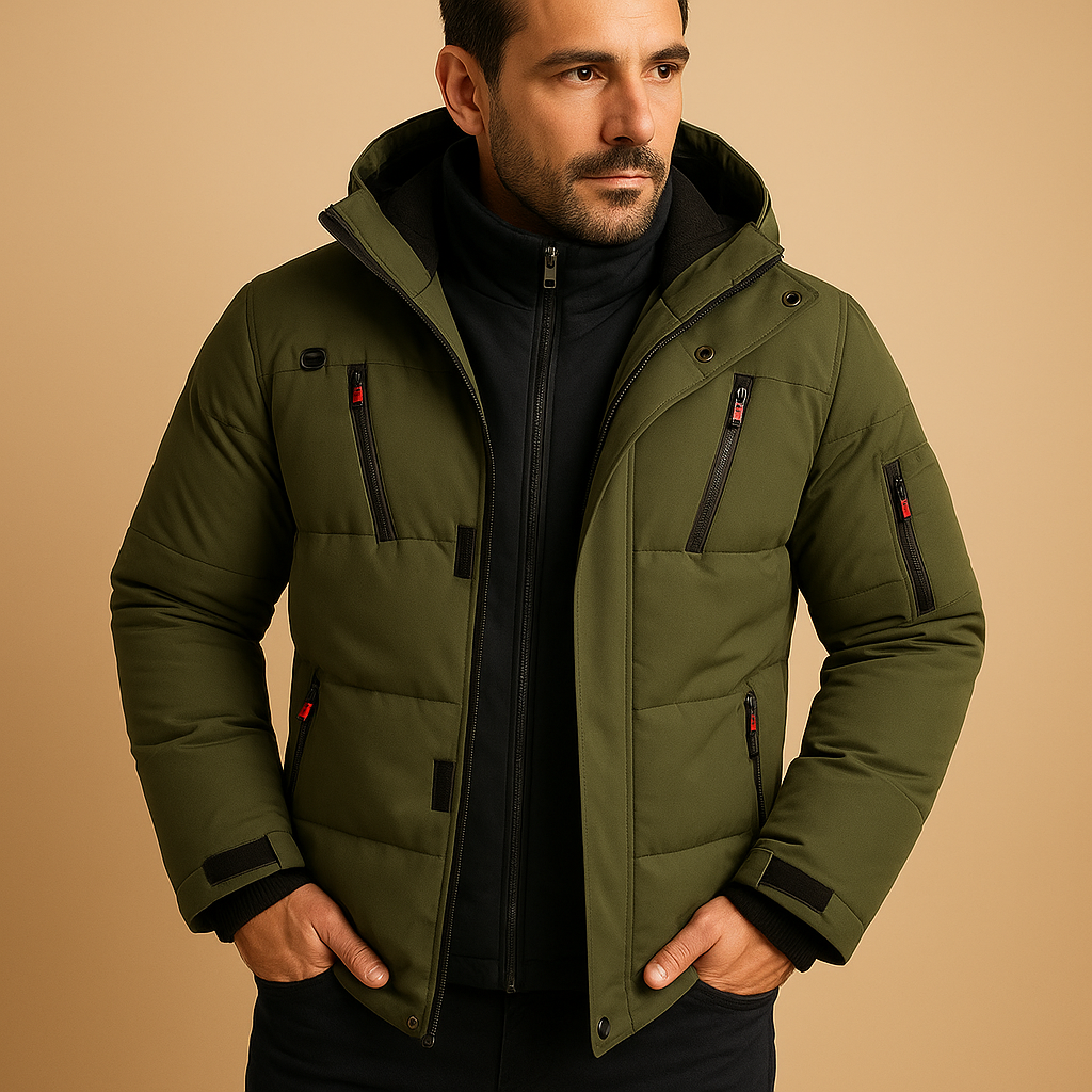 Men's Winter Jacket Puffer with Hooded Insulated Design and Zippered Pockets - Image 5