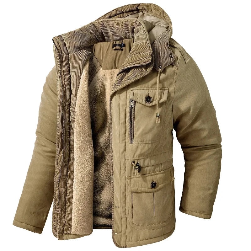 Men's Winter Jacket with Fleece Lining and Detachable Hood Parka Style - Image 1
