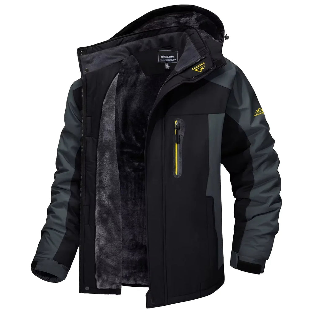 Men's Winter Jackets Waterproof Fleece Lined with Detachable Hood and Windproof Shell - Image 2