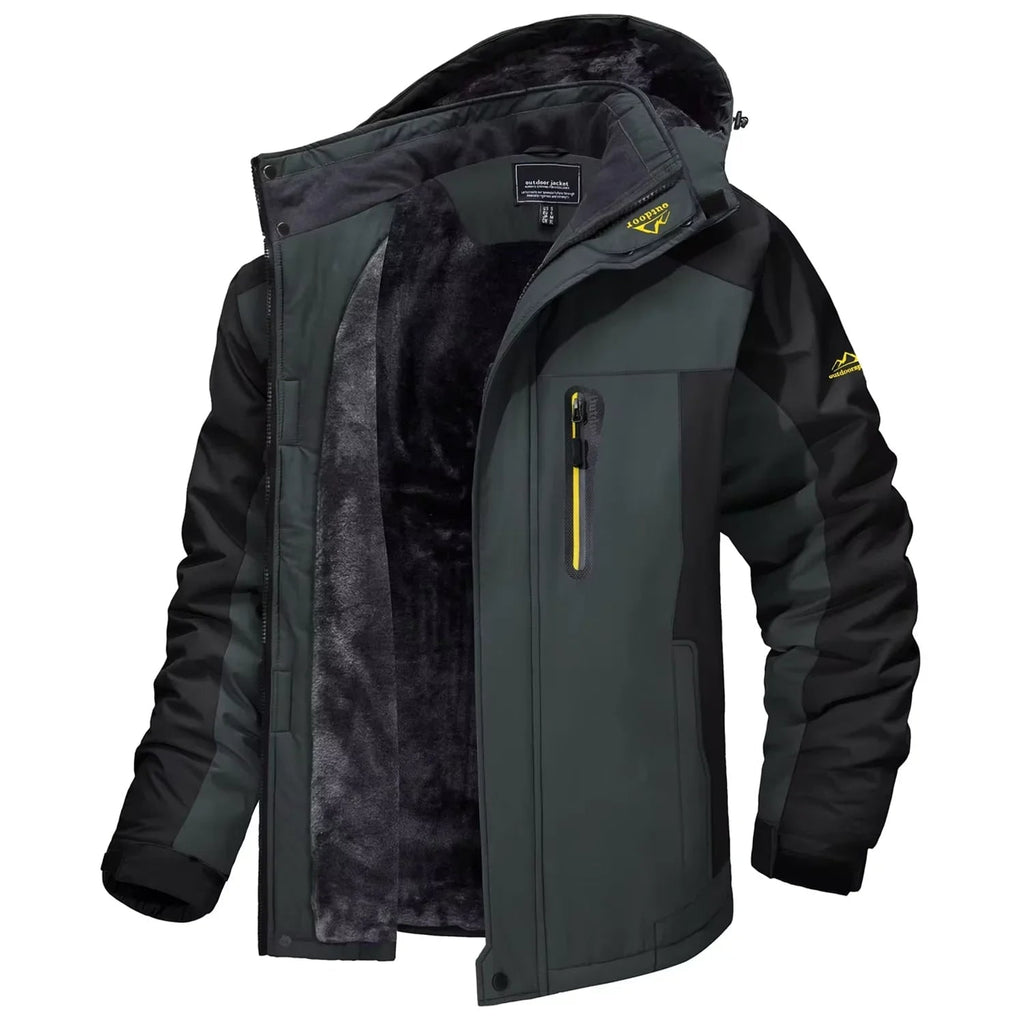 Men's Winter Jackets Waterproof Fleece Lined with Detachable Hood and Windproof Shell - Image 8