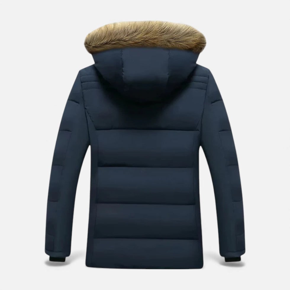 Men's Winter Jackets with Fleece Lining Faux Fur Hood and Quilted Parka Design - Image 4