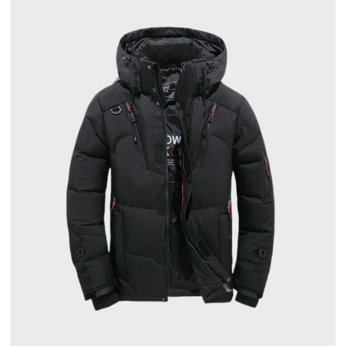 Men's Winter Jackets with Padded Quilted Construction and Hooded Windproof Design - Image 1