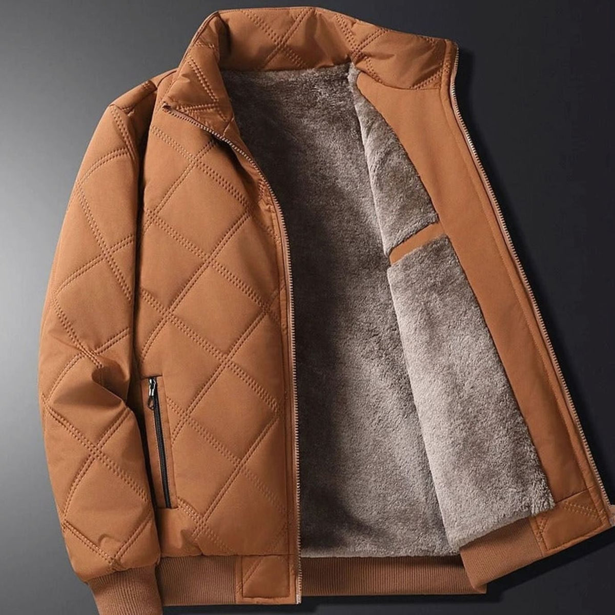 Men's Winter Jackets with Quilted Bomber Shell and Plush Fleece Lining - Image 1