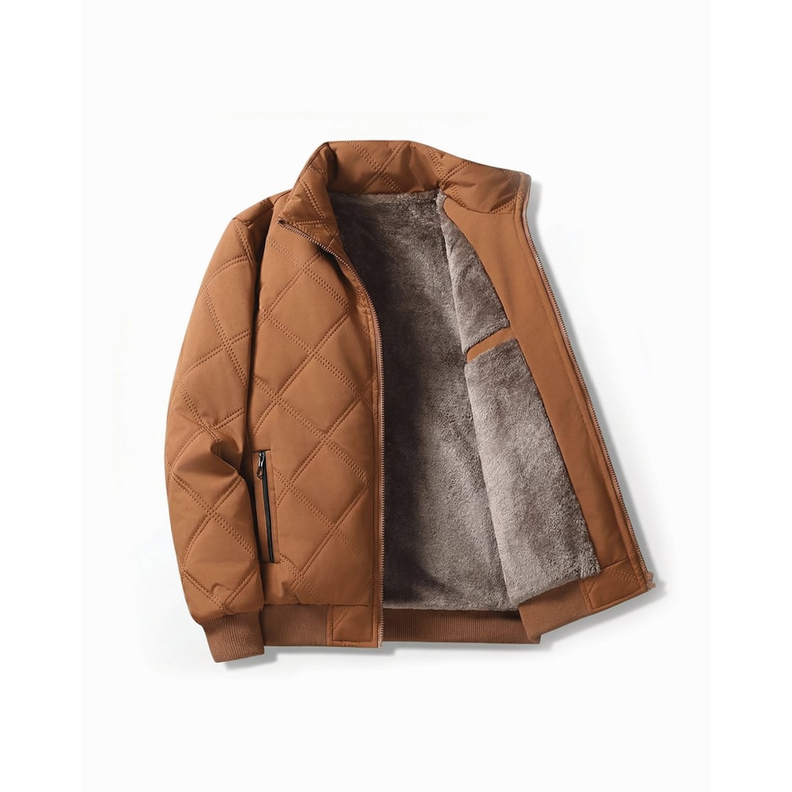Men's Winter Jackets with Quilted Bomber Shell and Plush Fleece Lining - Image 2