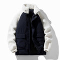 Men's Winter Jackets with Sherpa Fleece Sleeves and Color-Block Design - Image 5