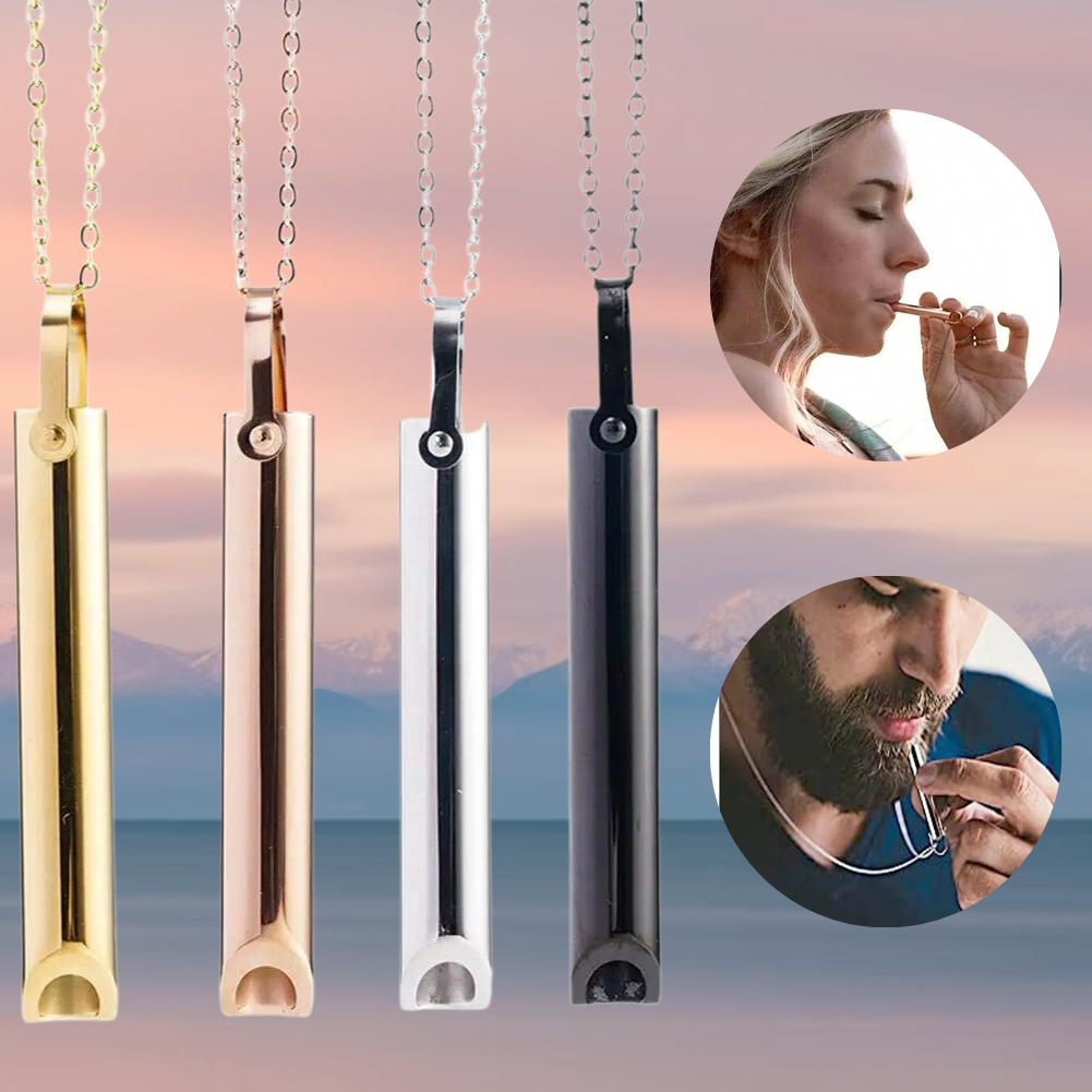 Mindfulness Breathing Necklace Pendant with Metal Chain for Stress Relief - Image 2