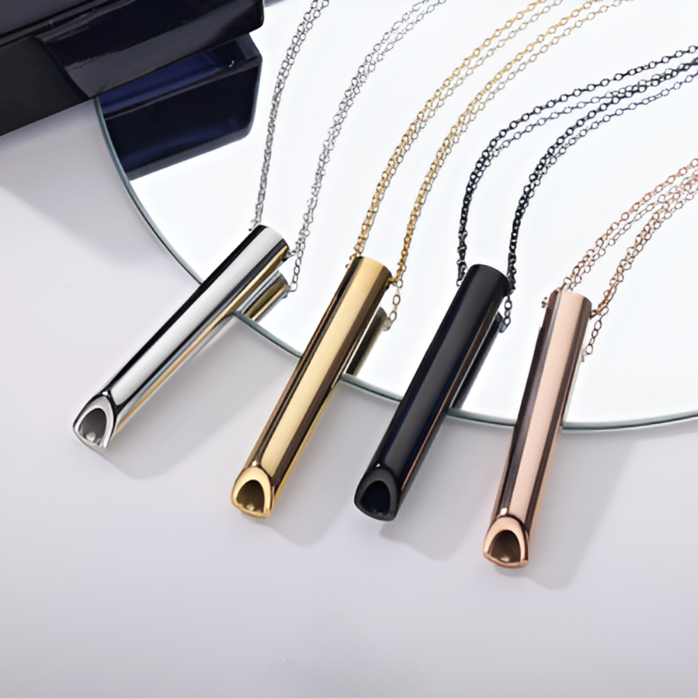 Mindfulness Breathing Necklace Pendant with Metal Chain for Stress Relief - Image 3