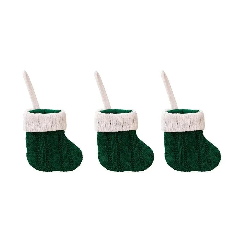 Mini Christmas Stockings with Knitted Cable Knit Design and Hanging Loop - Image 3