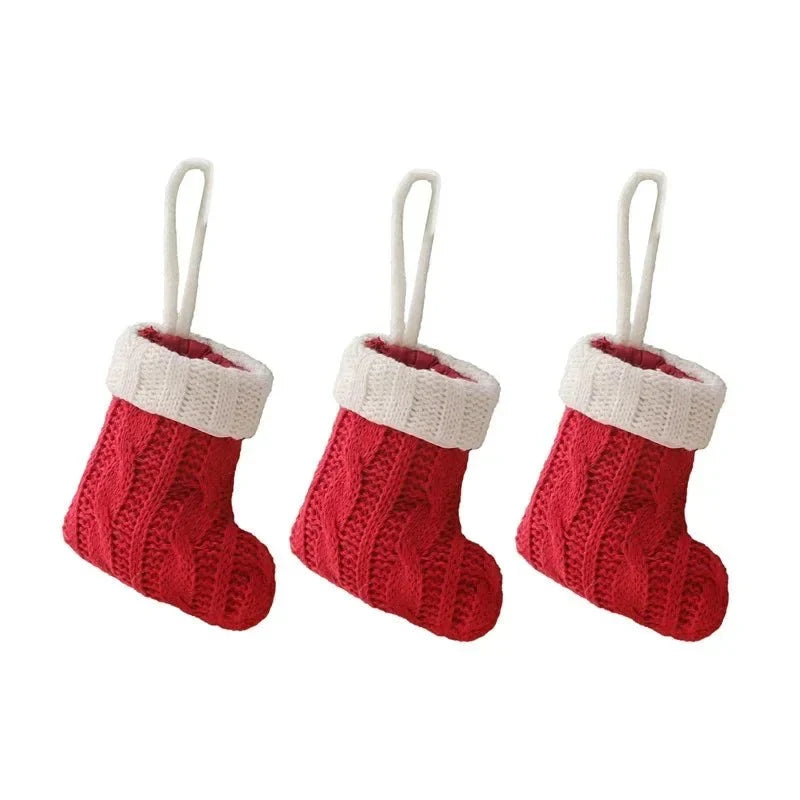 Mini Christmas Stockings with Knitted Cable Knit Design and Hanging Loop - Image 4