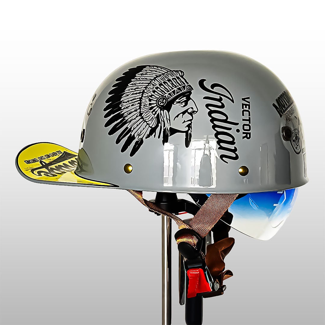 Motorcycle Half Helmet with Integrated Sun Visor and Quick Release Buckle - Image 3