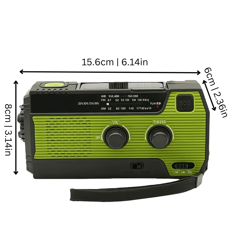 National Weather Radio with Am Fm Solar Panel Hand Crank LED Flashlight and Power Bank - Image 2