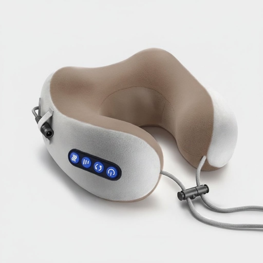 Neck Massager and Heated Massage Pillow with Vibration and Adjustable Drawstring - Image 1