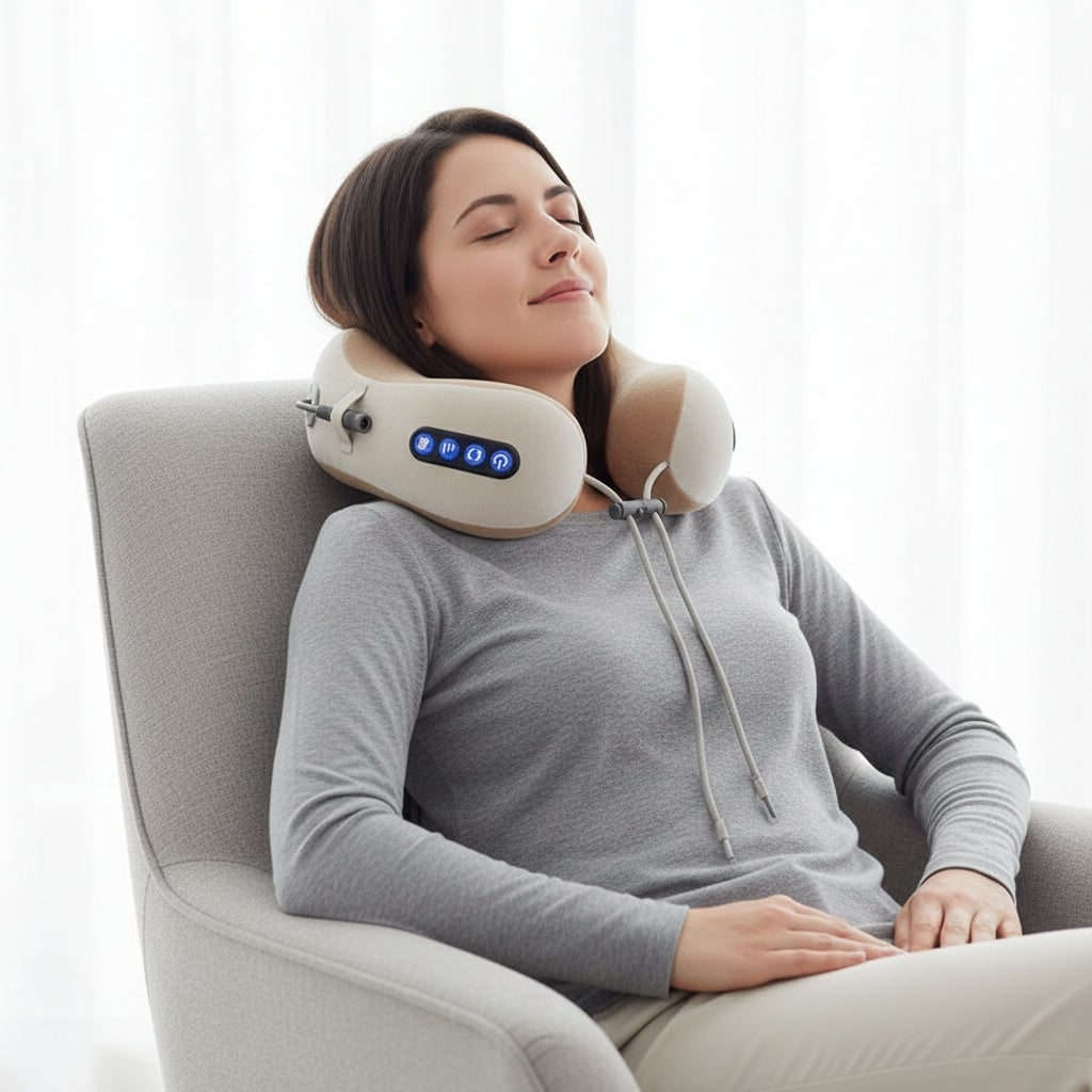 Neck Massager and Heated Massage Pillow with Vibration and Adjustable Drawstring - Image 2