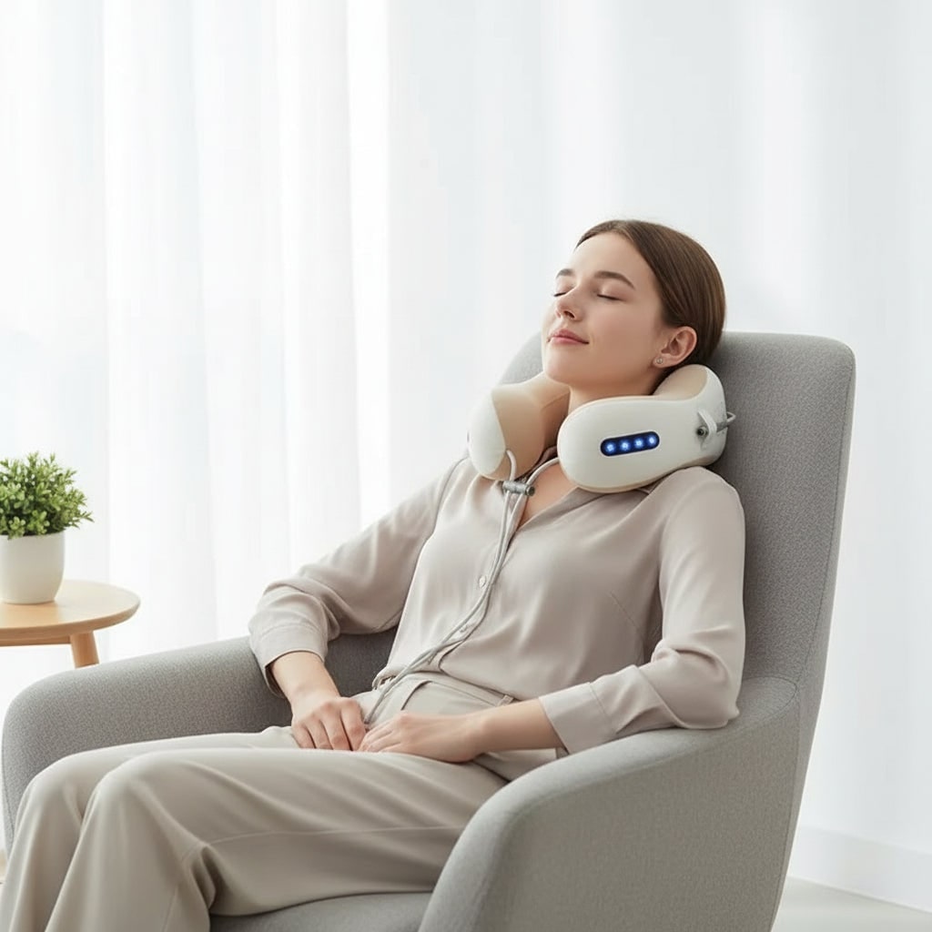 Neck Massager and Heated Massage Pillow with Vibration and Adjustable Drawstring - Image 3