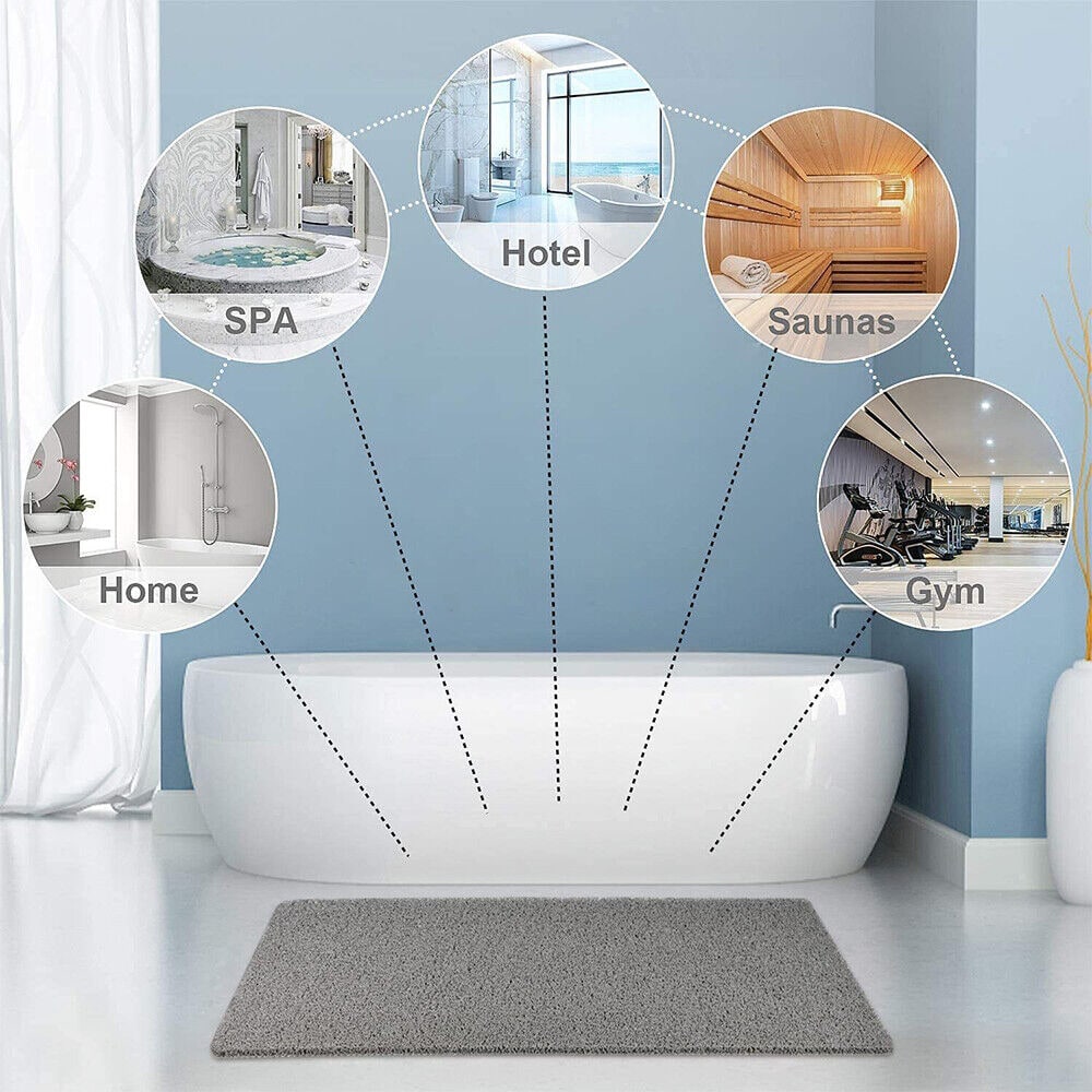 Non-Slip Bath Mat with Loofah Texture and Mesh Backing for Drainage - Image 6