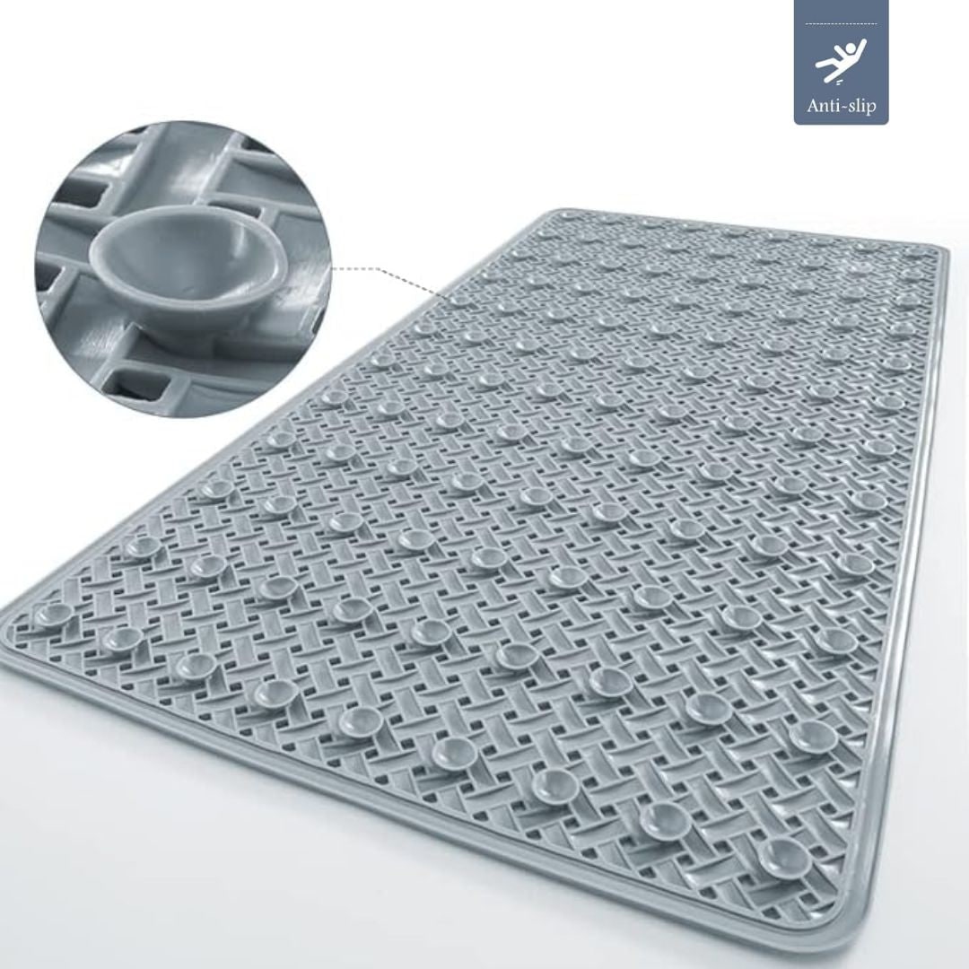 Non-Slip Bath Mat with Suction Cups and Basketweave Texture for Bathtub - Image 3