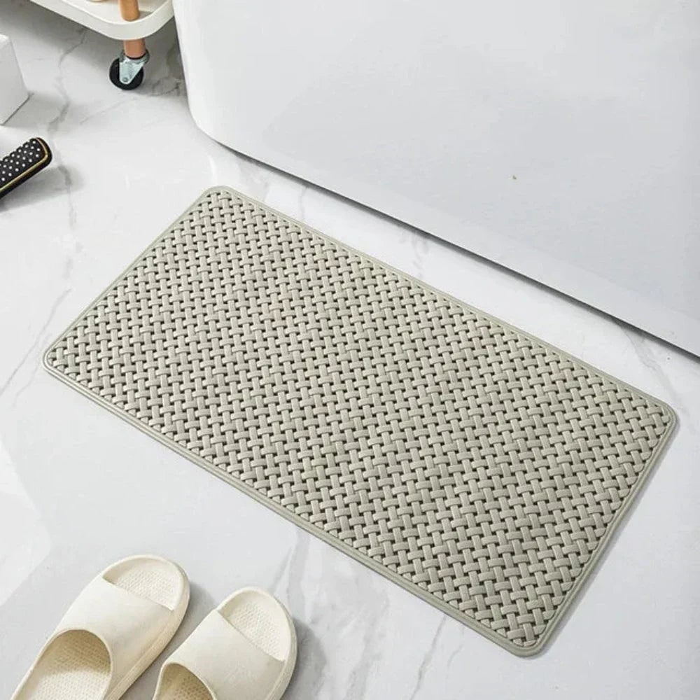 Non-Slip Bath Mat with Suction Cups and Basketweave Texture for Bathtub - Image 5