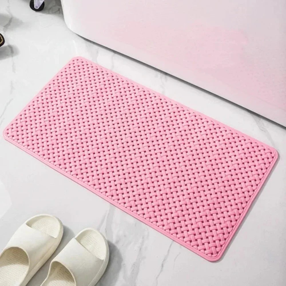 Non-Slip Bath Mat with Suction Cups and Basketweave Texture for Bathtub - Image 8