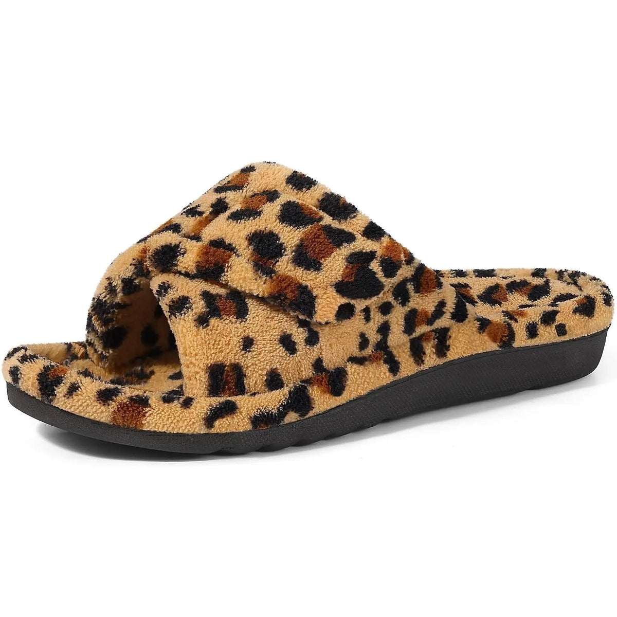 Open Toe House Slippers with Terry Cloth Adjustable Strap and Contoured Footbed - Image 10