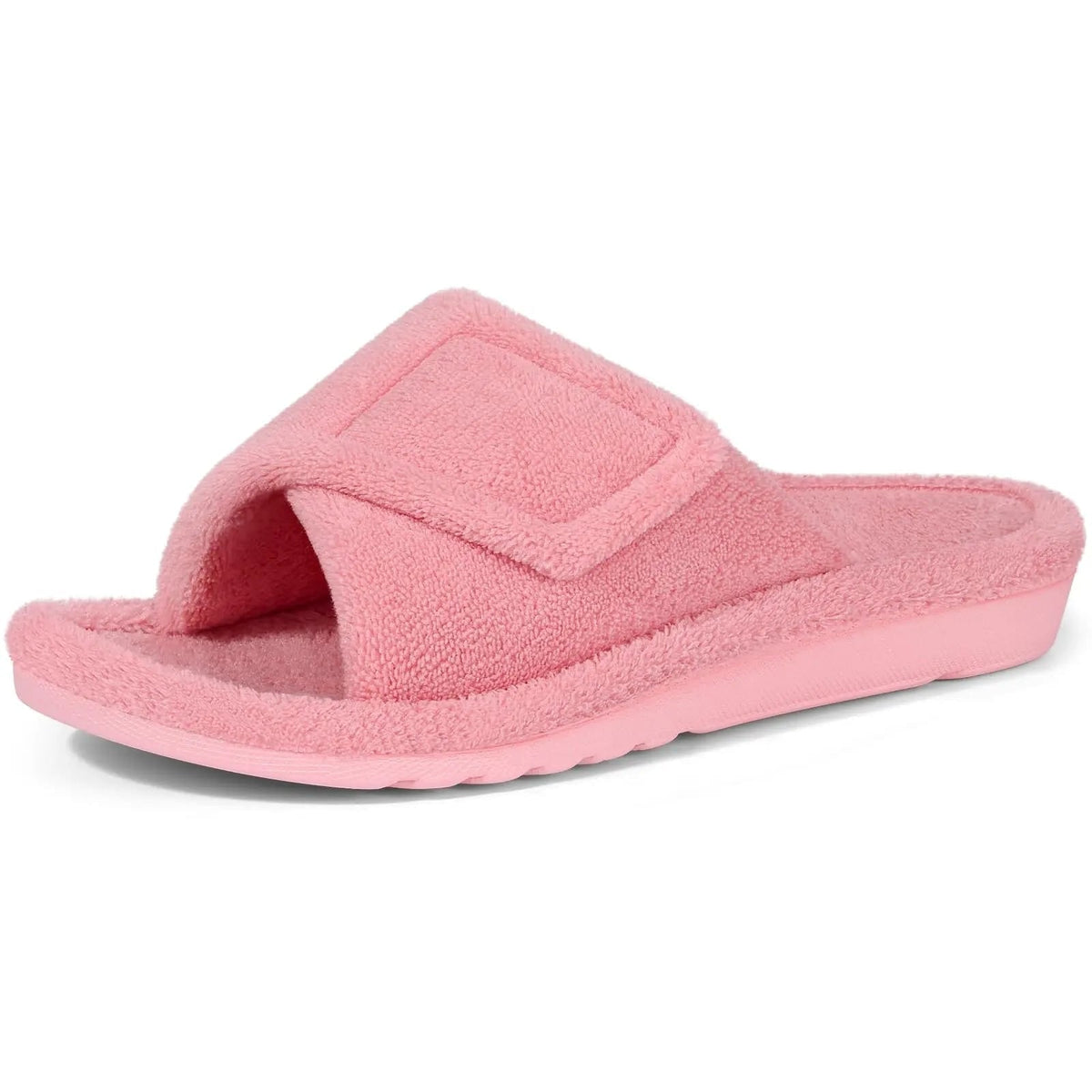 Open Toe House Slippers with Terry Cloth Adjustable Strap and Contoured Footbed - Image 12