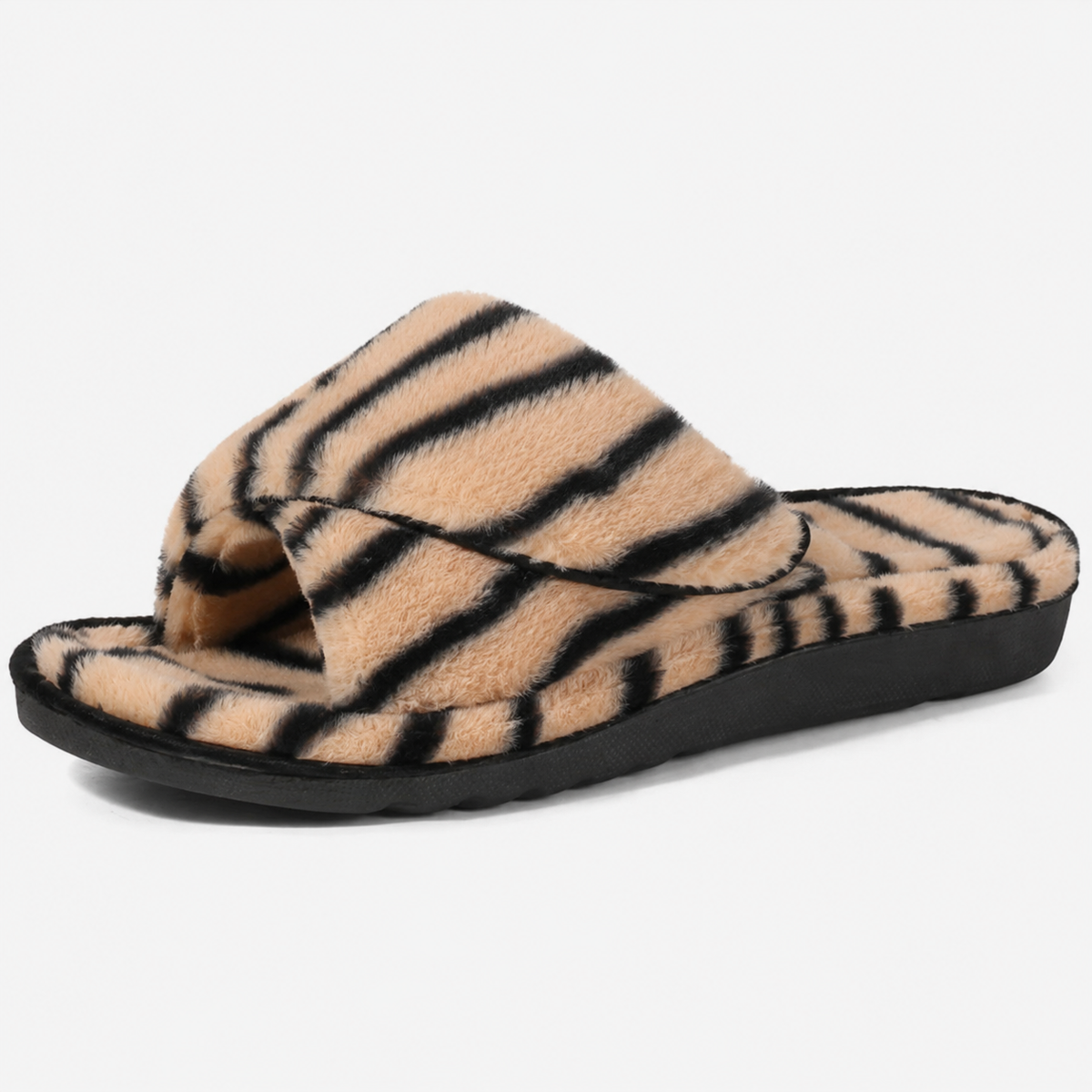 Open Toe House Slippers with Terry Cloth Adjustable Strap and Contoured Footbed - Image 13