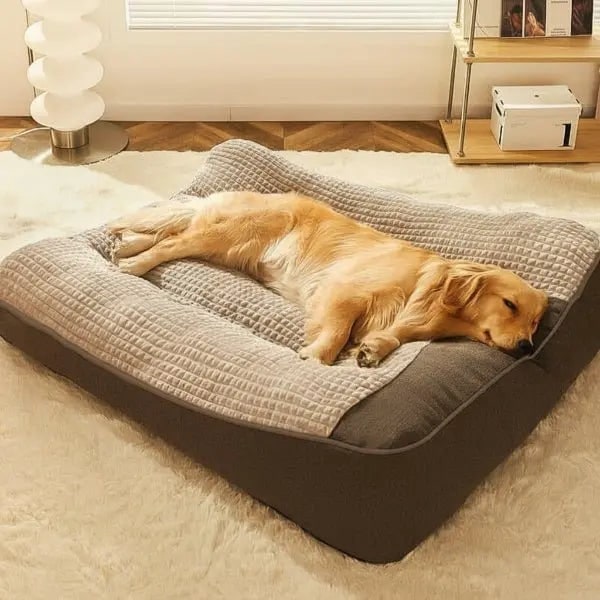 Orthopedic Dog Bed with Plush Bolster, Headrest and Washable Cover for Large Dogs - Image 1