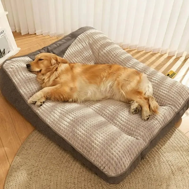 Orthopedic Dog Bed with Plush Bolster, Headrest and Washable Cover for Large Dogs - Image 3