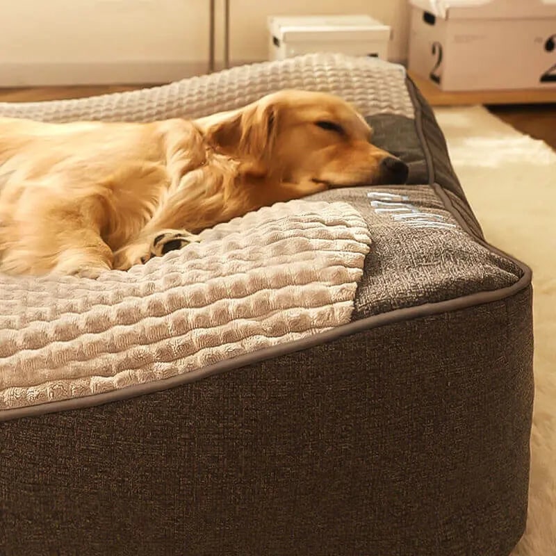 Orthopedic Dog Bed with Plush Bolster, Headrest and Washable Cover for Large Dogs - Image 4