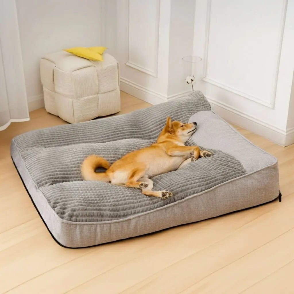 Orthopedic Dog Bed with Plush Bolster, Headrest and Washable Cover for Large Dogs - Image 9