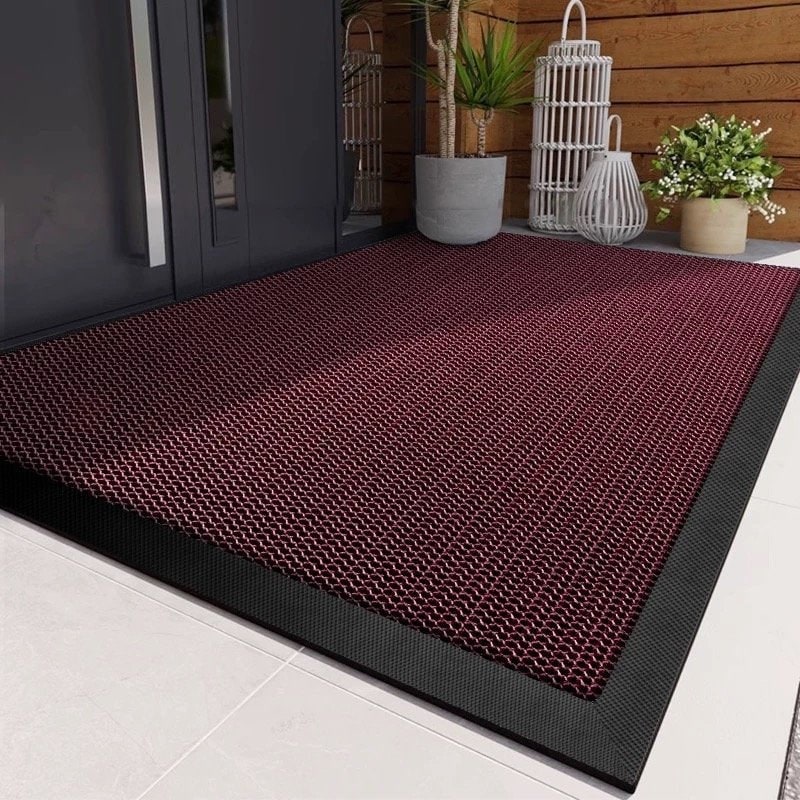 Outdoor Doormat with Coiled PVC Loop Rubber Border and Non-Slip Backing for Front Door Entrance - Image 1