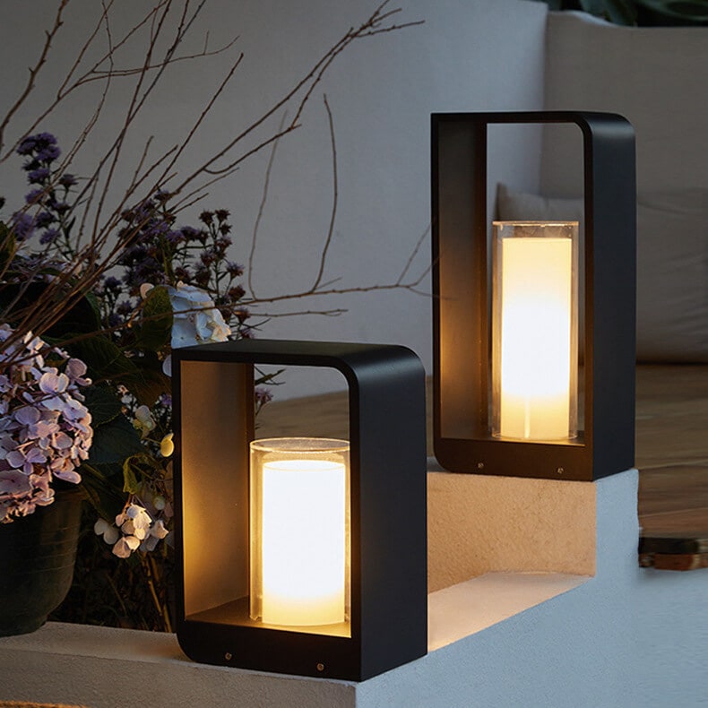 Outdoor Floor Lamp Modern Design with Rectangular Frame for Patio and Garden Lighting - Image 13