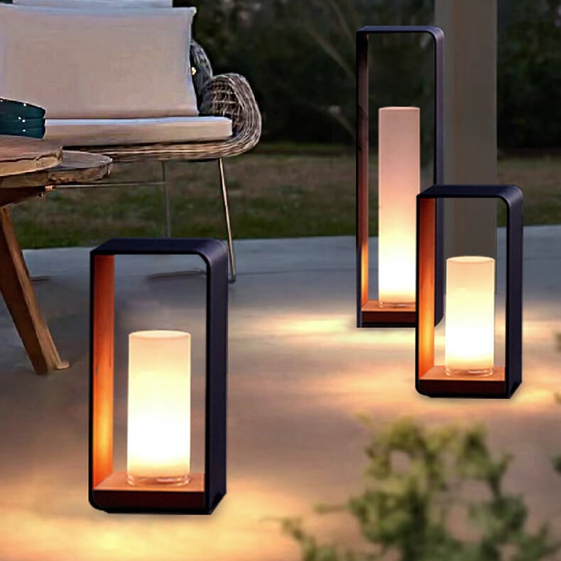 Outdoor Floor Lamp Modern Design with Rectangular Frame for Patio and Garden Lighting - Image 15