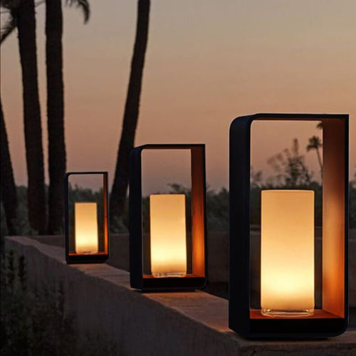 Outdoor Floor Lamp Modern Design with Rectangular Frame for Patio and Garden Lighting - Image 2