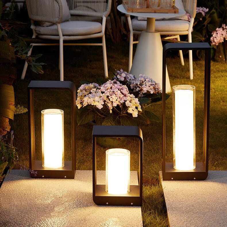 Outdoor Floor Lamp Modern Design with Rectangular Frame for Patio and Garden Lighting - Image 3