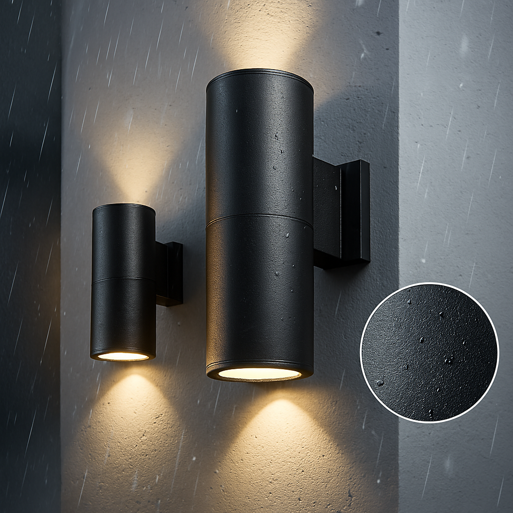 Outdoor Lighting Wall Sconce with Cylindrical LED and Dual-Directional Illumination - Image 1