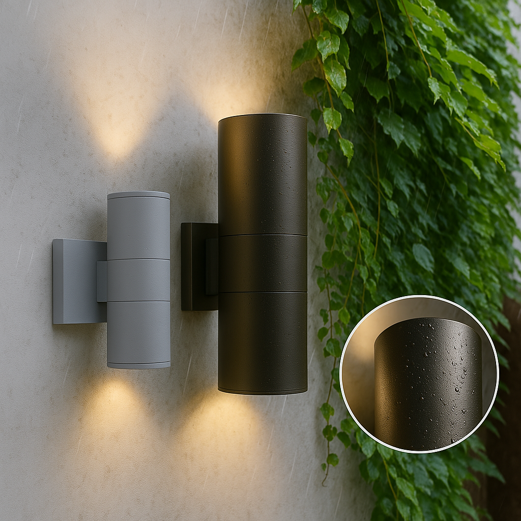 Outdoor Lighting Wall Sconce with Cylindrical LED and Dual-Directional Illumination - Image 2
