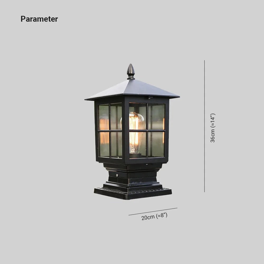 Outdoor Post Light Fixtures with Square Lantern Design and Clear Glass Panes - Image 2