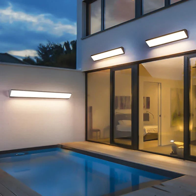 Outdoor Wall Light with Modern Linear LED Sconce Design and Weather-Resistant Construction - Image 1
