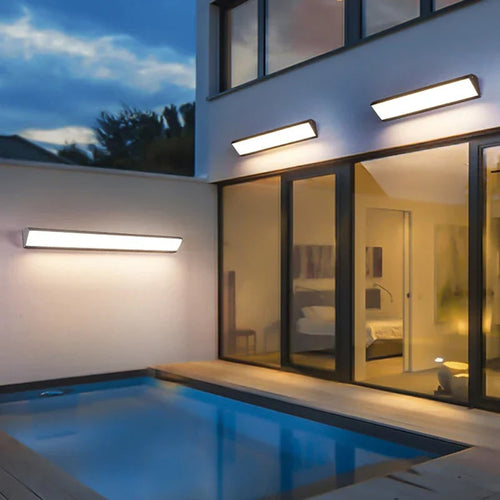 Outdoor Wall Light with Modern Linear LED Sconce Design and Weather-Resistant Construction - Image 1