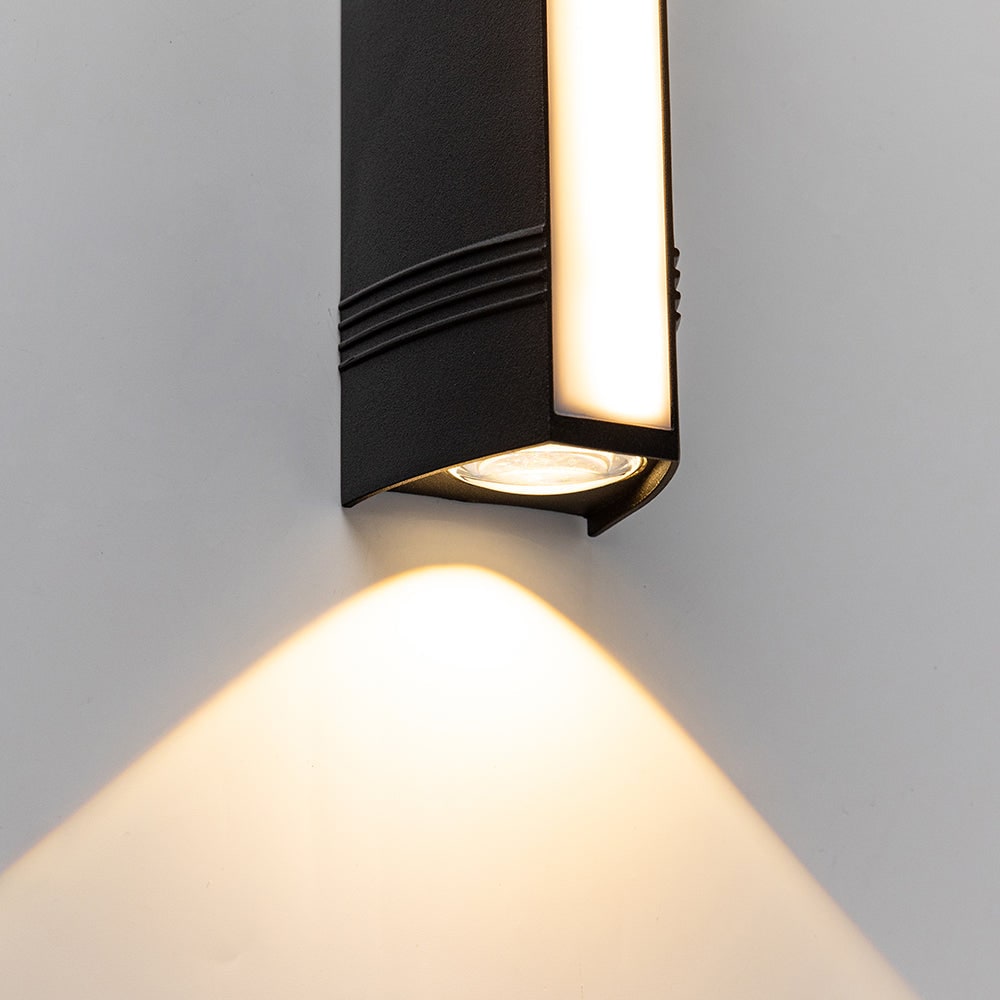 Outdoor Wall Sconce with LED Up and Down Lighting and Matte Black Metal Finish - Image 14