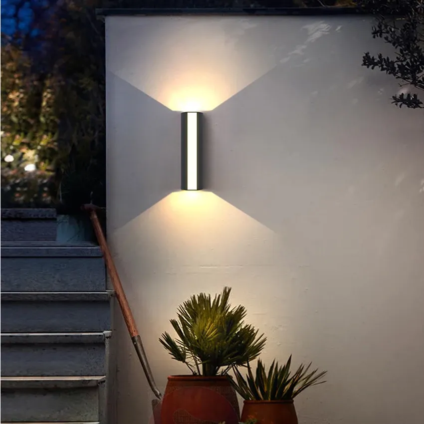 Outdoor Wall Sconce with LED Up and Down Lighting and Matte Black Metal Finish - Image 4
