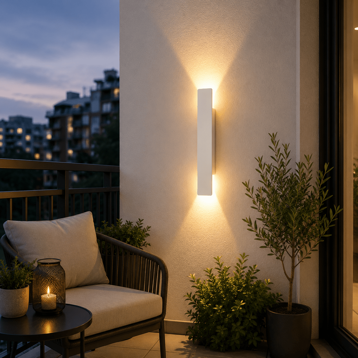 Outdoor Wall Sconce with LED Up and Down Lighting in Modern Rectangular Design - Image 1